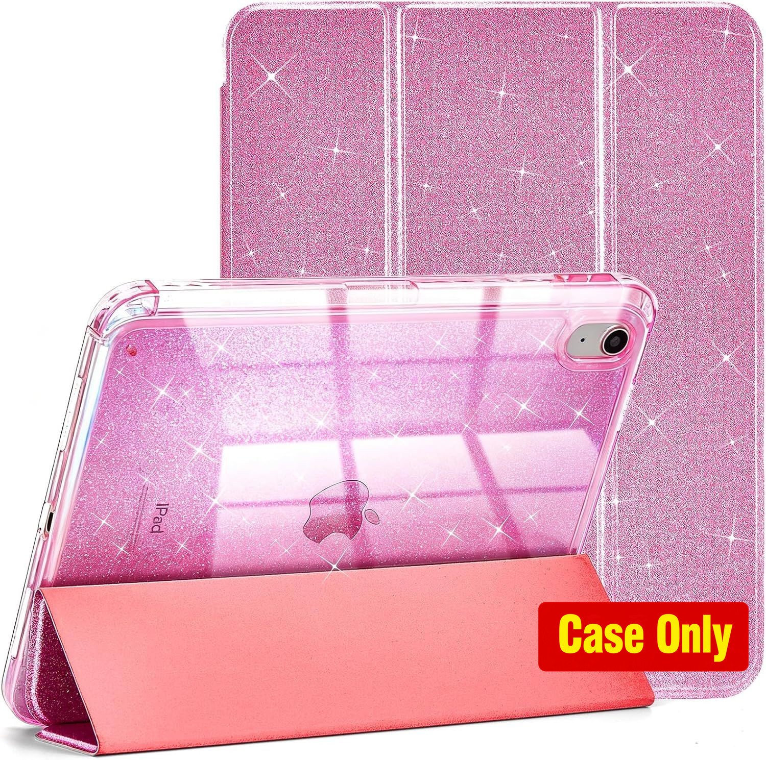 Case for iPad A16 11th Gen 11" 2025, Shockproof, Rose Red Glitter Design