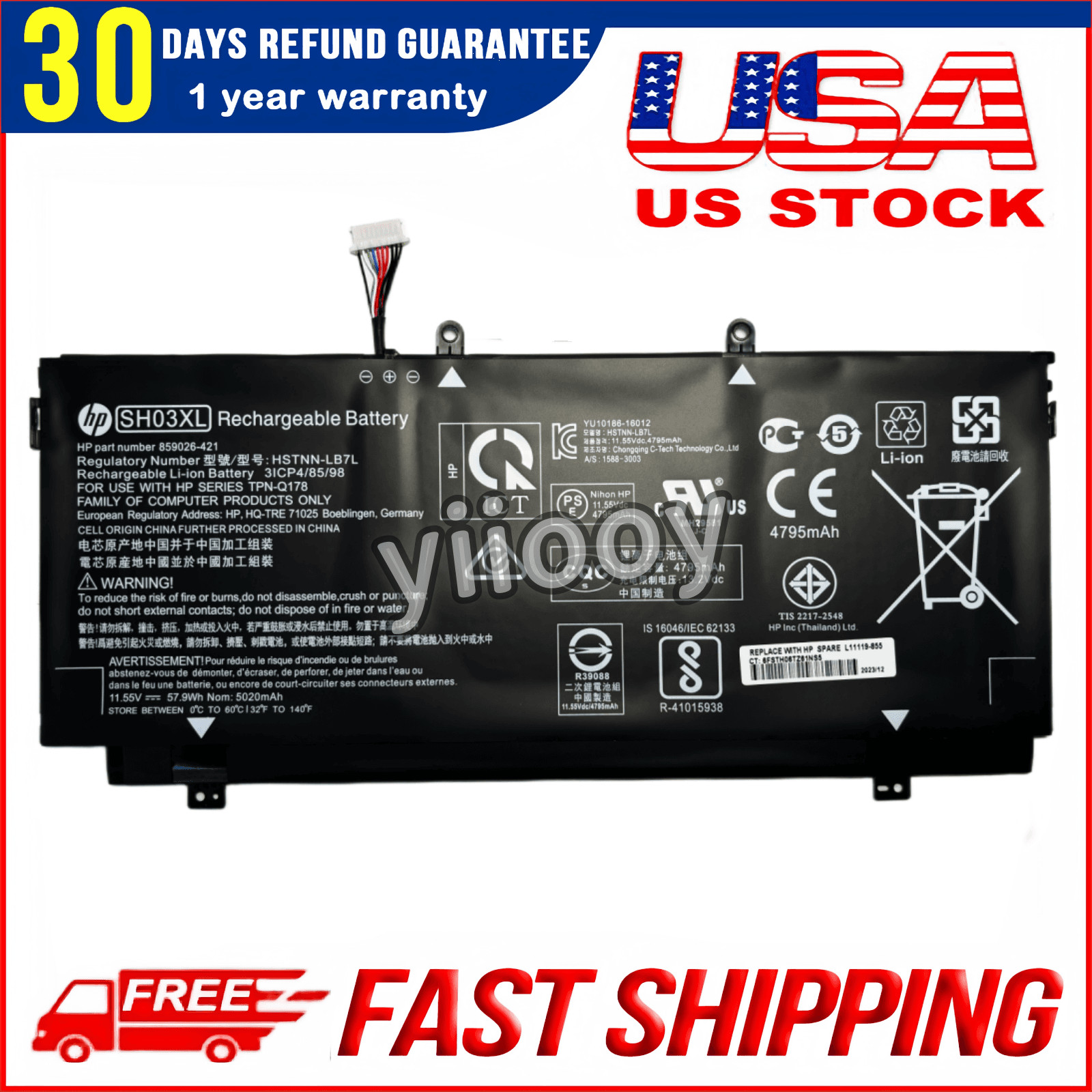 New Genuine SH03XL Battery For HP Spectre X360 13-AC013DX 859026-421 859356-855
