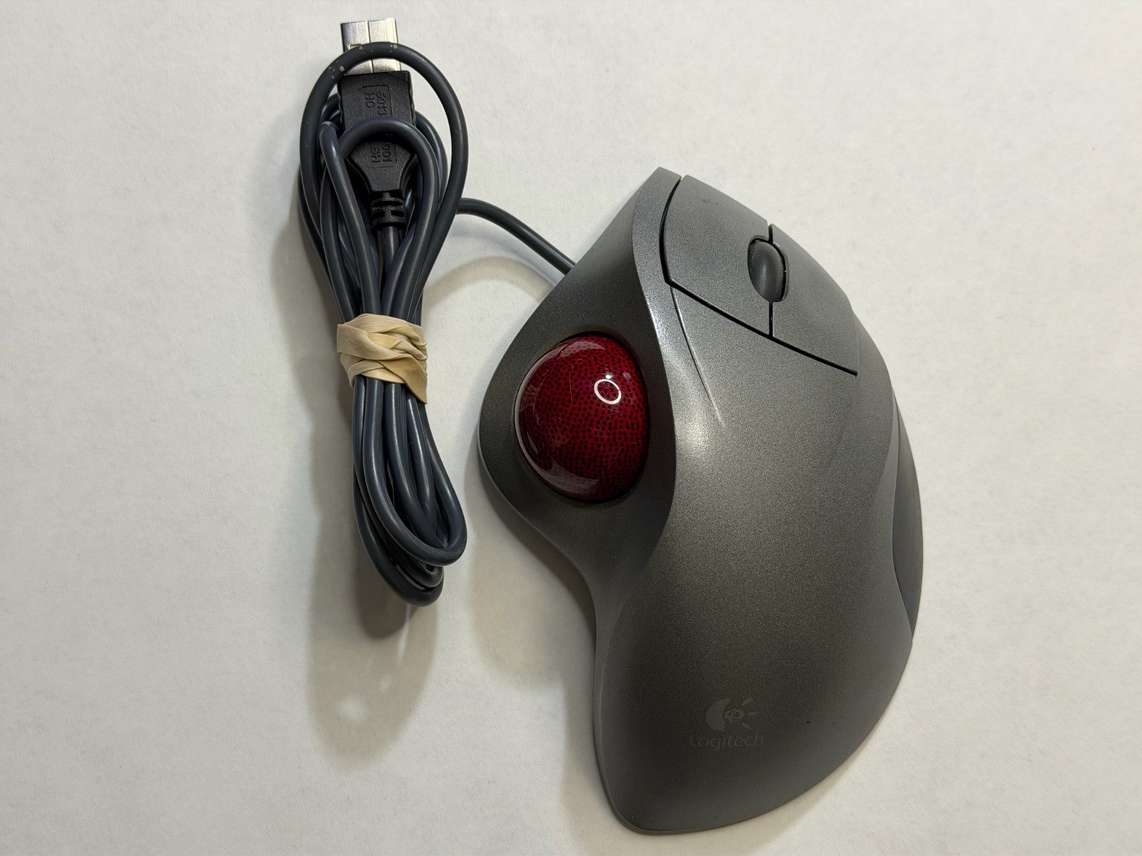 Logitech TrackMan Wheel Mouse USB Optical Trackball Silver T-BB18*Works 100%*(3)