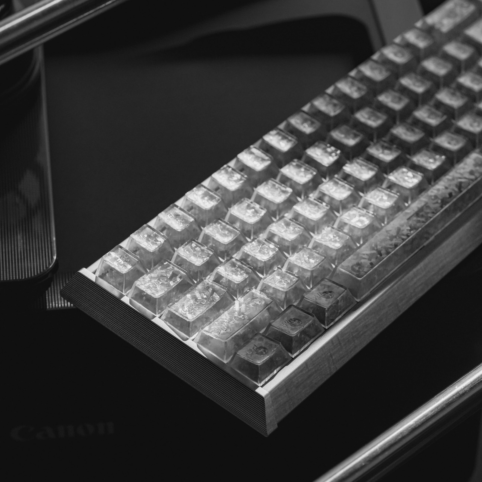 132 PCS Crystal Clear Carbon Fiber Keycaps Cherry Profile Translucent PC