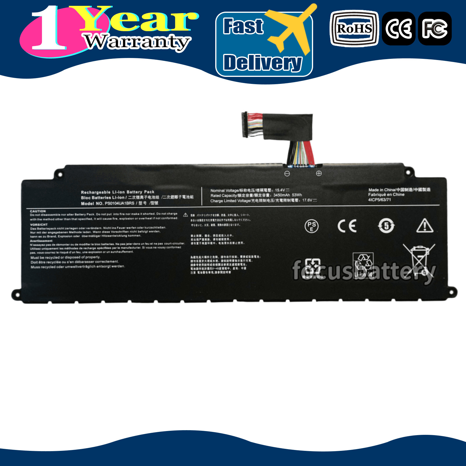 PS0104UA1BRS Battery for Toshiba Dynabook U30 Tecra A40-J A50-J Portege X40-K