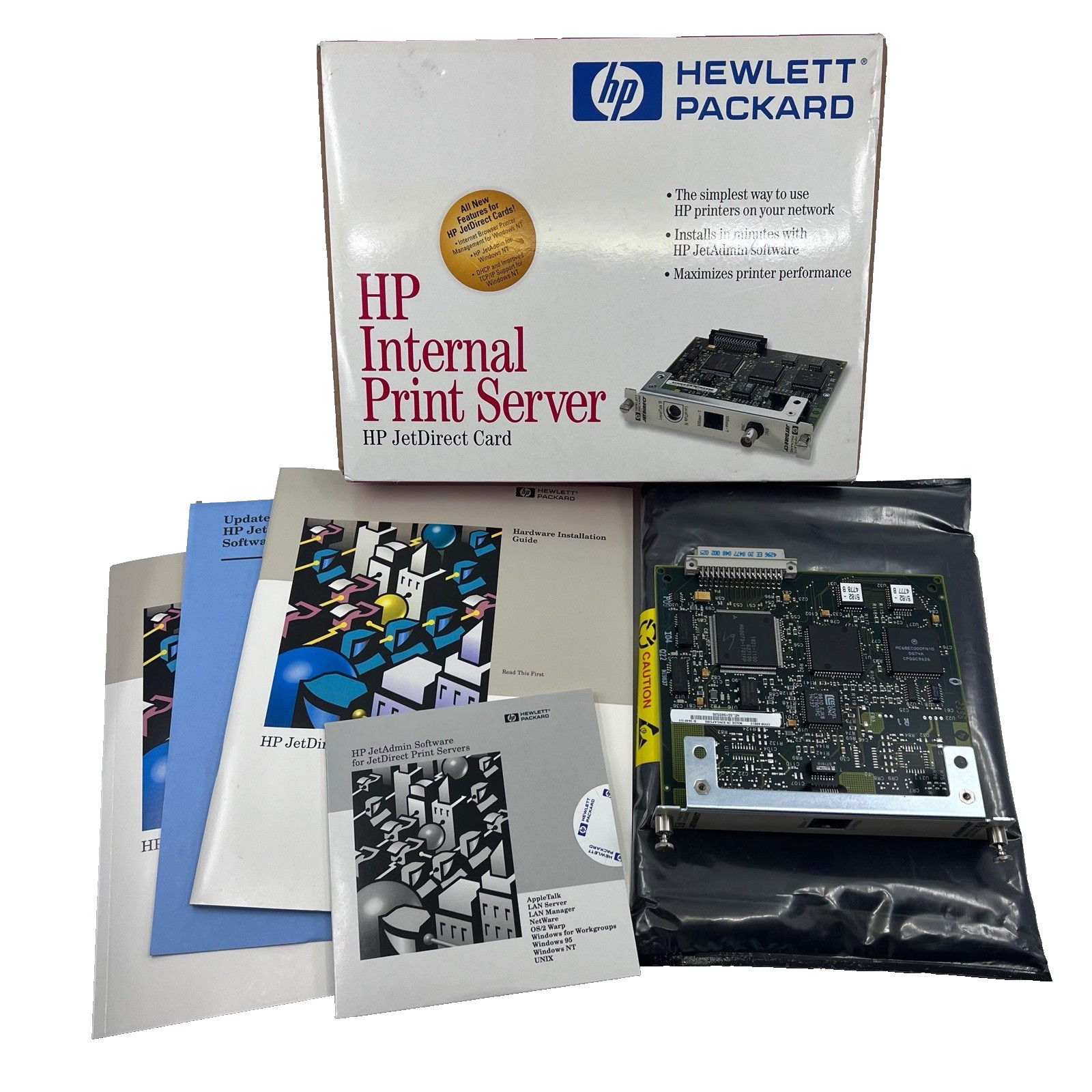 HP JetDirect J2550B Internal Print Server Card 10Base-T MIO Open Box Complete