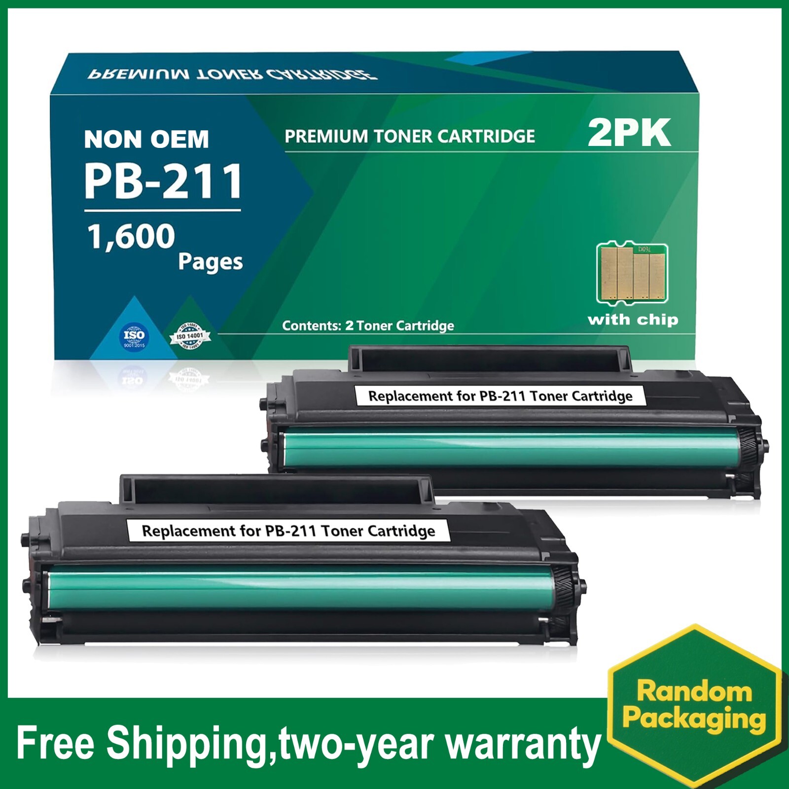 FADSOON® 2PK PB-211 Toner With Chip For Pantum  P2500W M6550NW M6600NW M6602NW