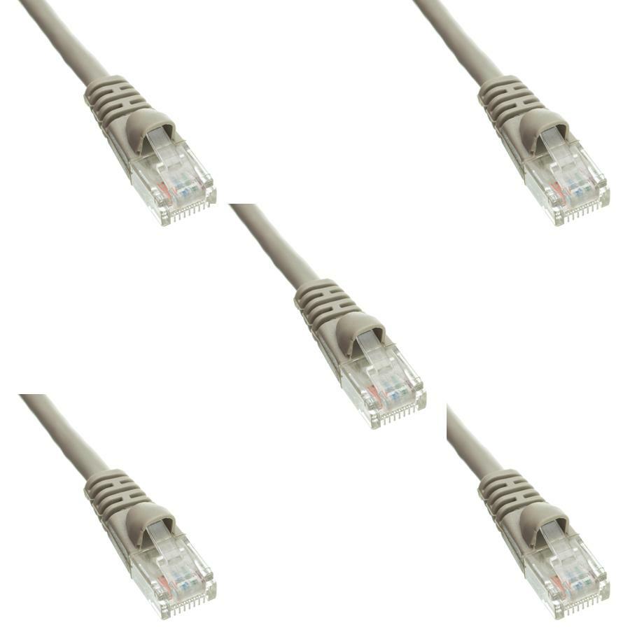 Pack of 5 Cables Snagless Shieled 14 Ft Cat5e Gray Network Ethernet Patch Cable