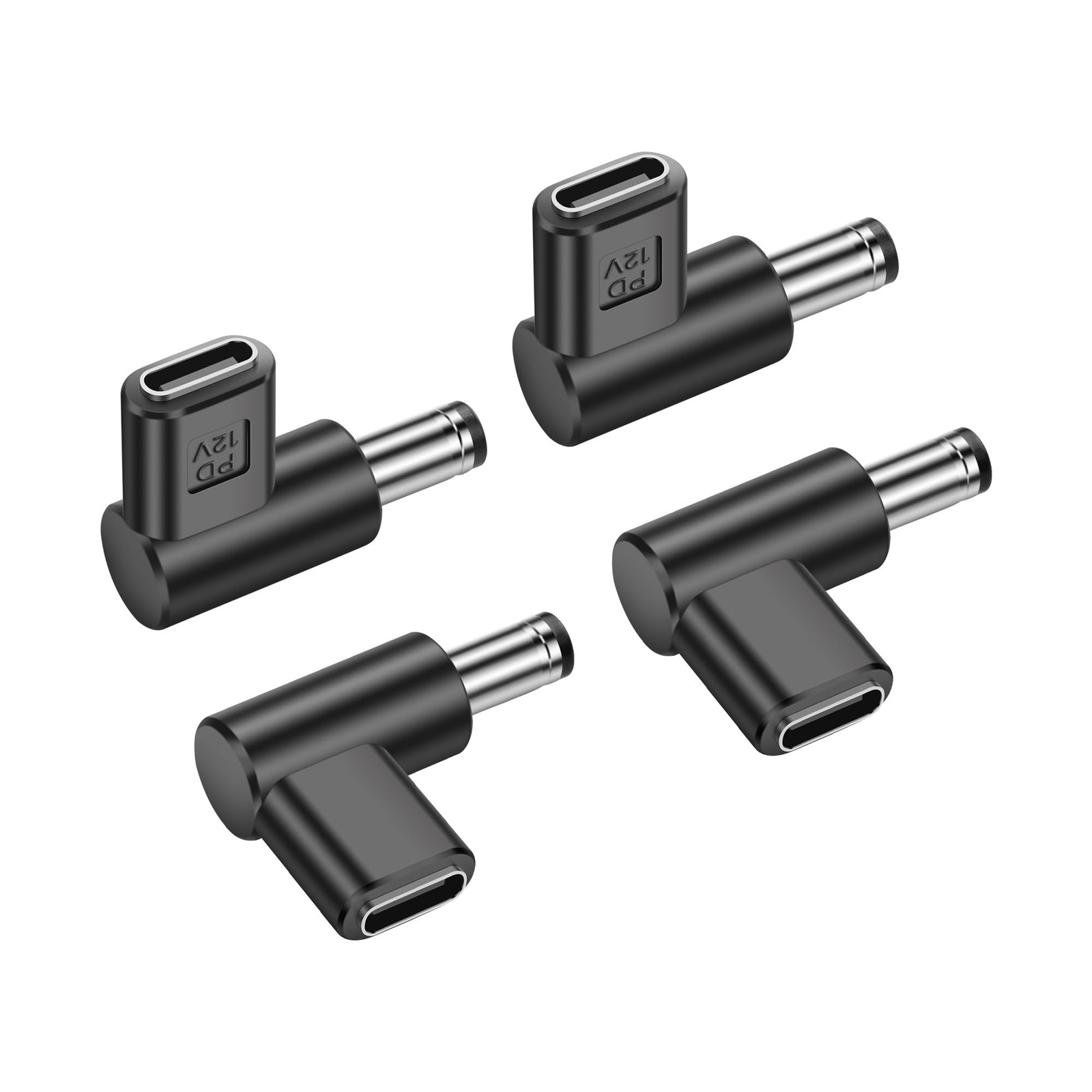 PNGKNYOCN 12V USB C to DC 5.5 x 2.1mm Converter,90 Degree x Black