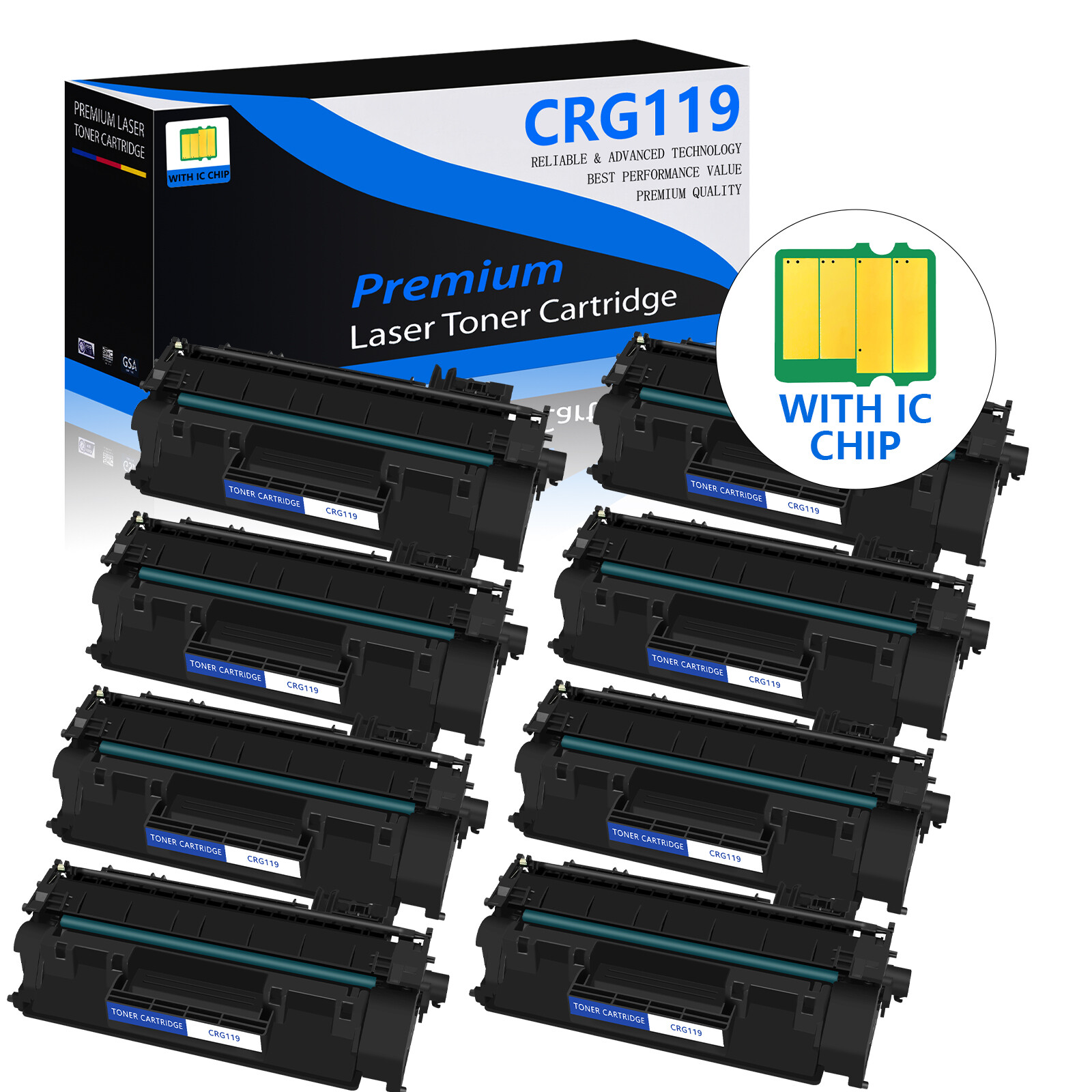 8PK CRG119 Black Toner Cartridge For Canon  ImageClass MF5880dn MF5950dw Printer