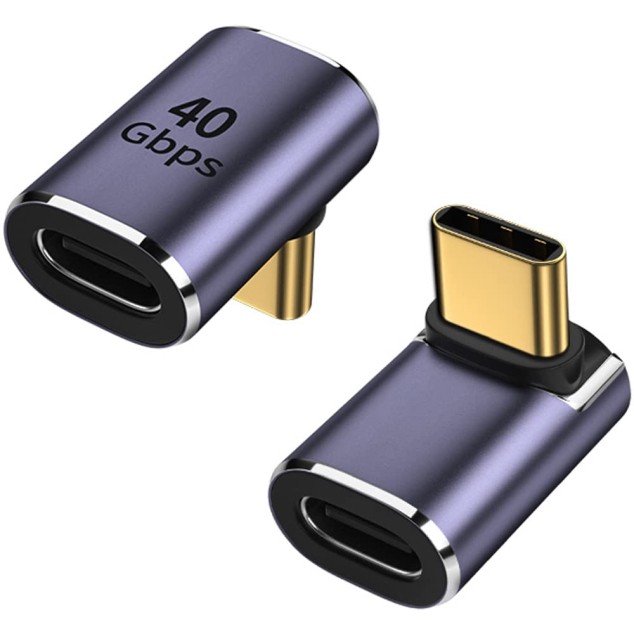 AuviPal 90 Degree Right Angle USB C Male to USB C Female Adapter, Up and Down US