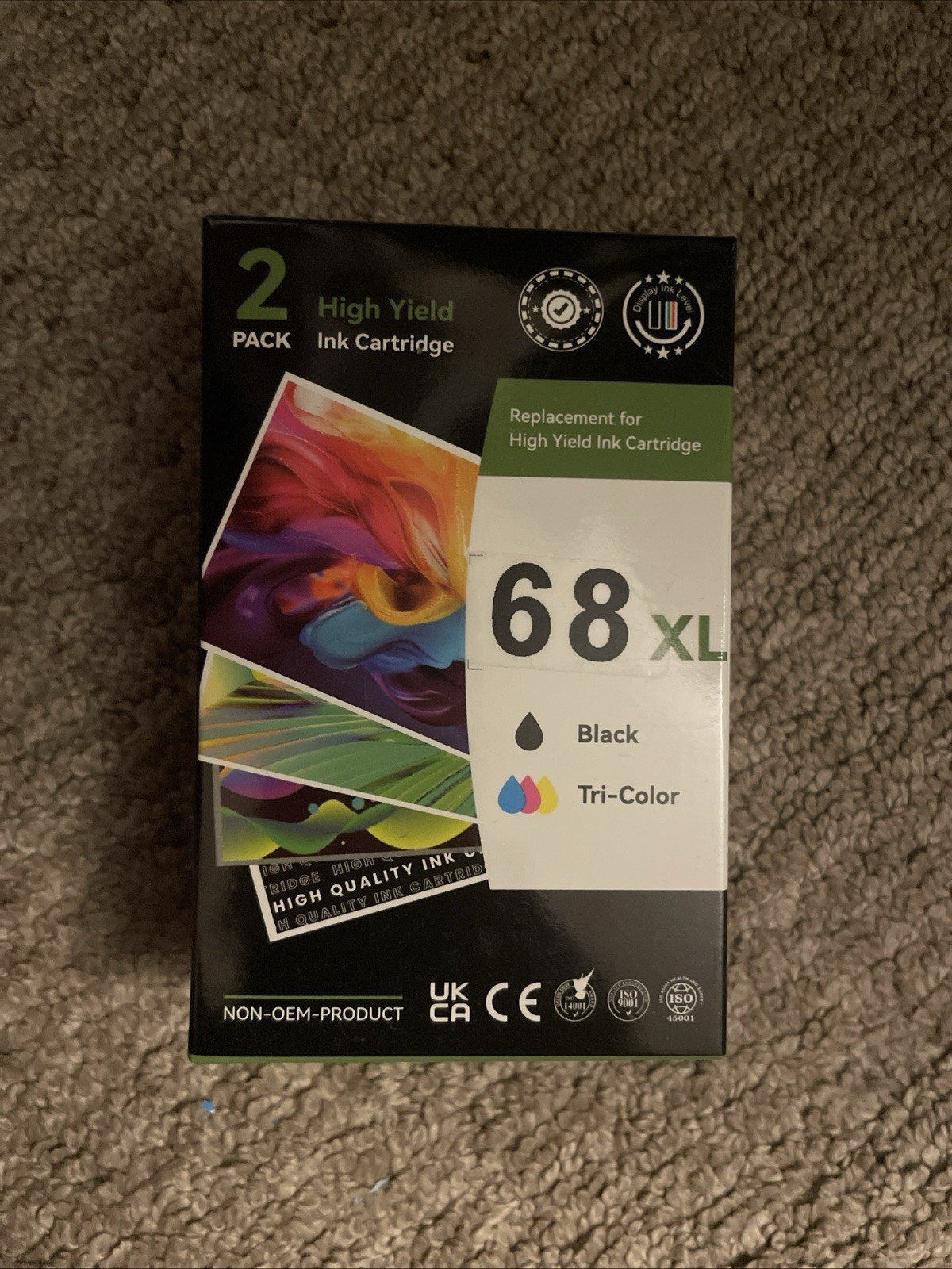 68XL Ink Cartridge 2 Pack Black Color for HP Envy DeskJet