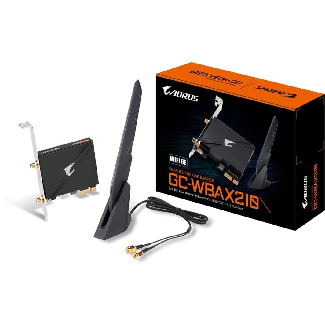 GIGABYTE WiFi 6E GC-WBAX210 (2x2 802.11ax/ Tri-Band Pack of 1, Multicolor