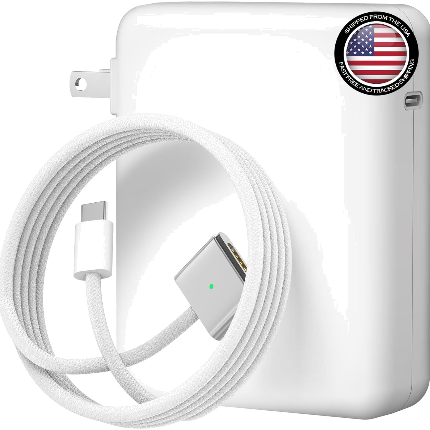 Compact 140W Fast Charger for MacBook Pro/Air - Magnetic 3 Cable & LED Indicator