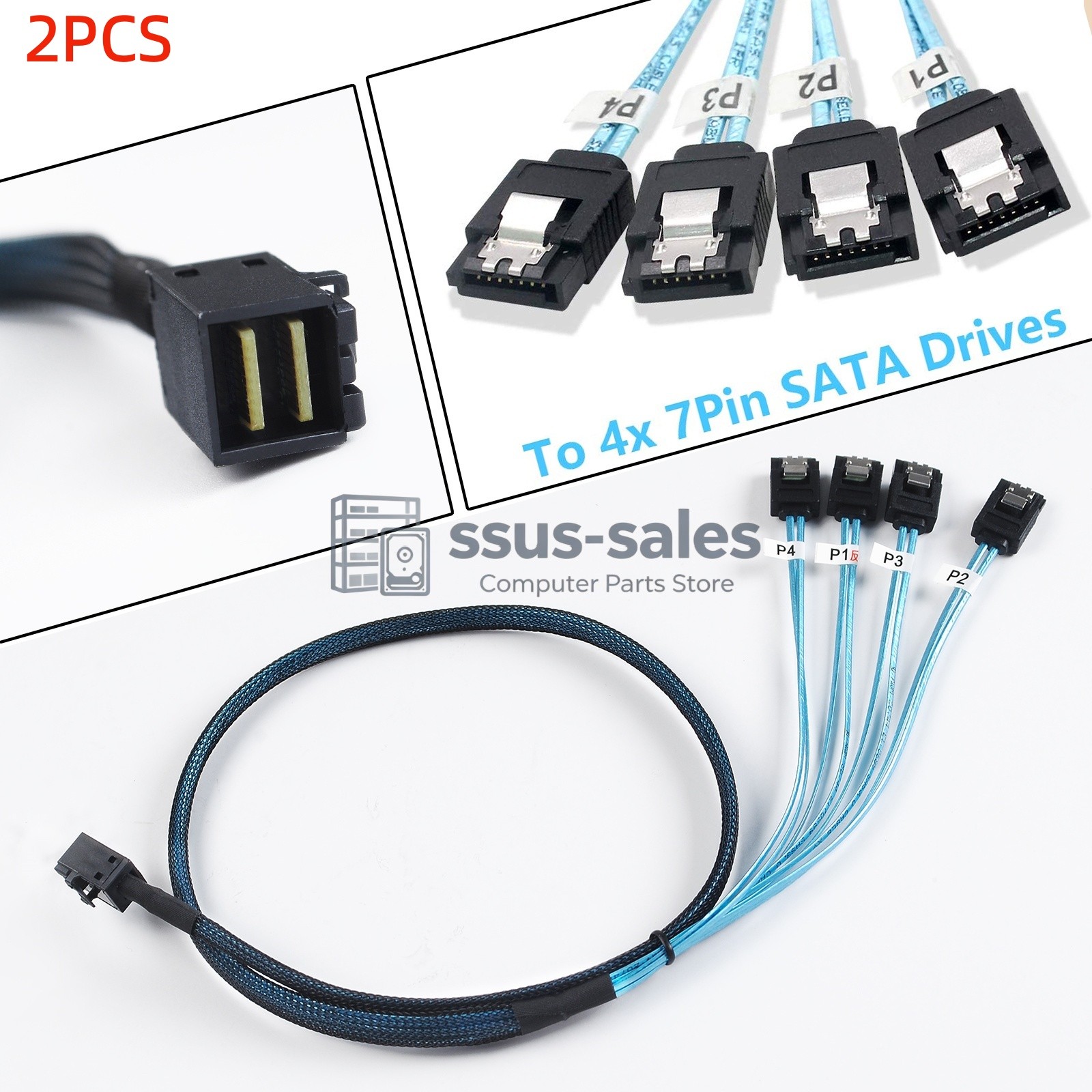 2PCS SFF8643 interface Reverse SAS Cable 80CM multiple SATA devices RAID cards