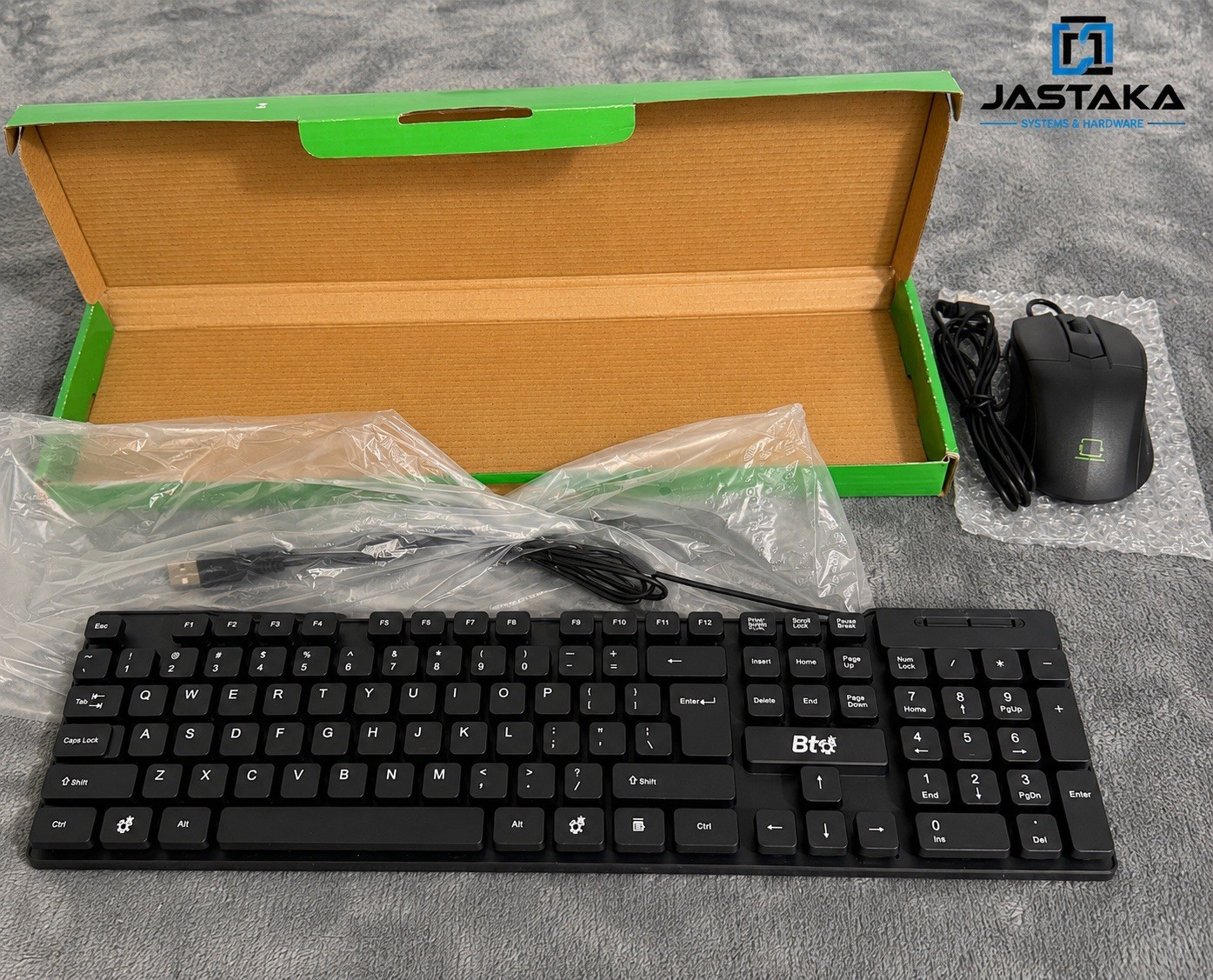 Bt Wired USB Keyboard & Mouse Combo Full Size Black New Open Box