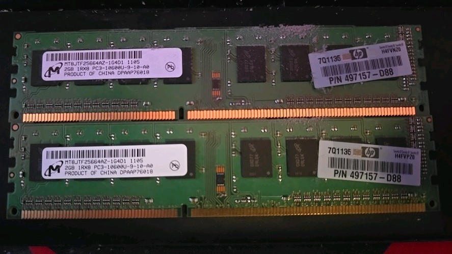 2X Micron 2GB (1Rx8) PC3-10600U-9-10-A0 RAM MT8JTF25664AZ-1G4D1