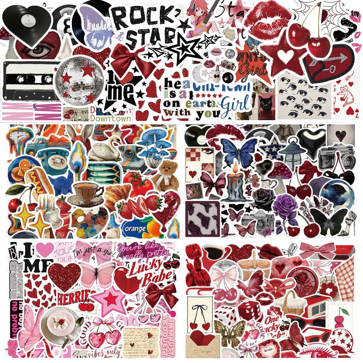300PCS Y2K Downtown Girl Stickers, Vintage Trendy Aesthetic Waterproof 300pcs