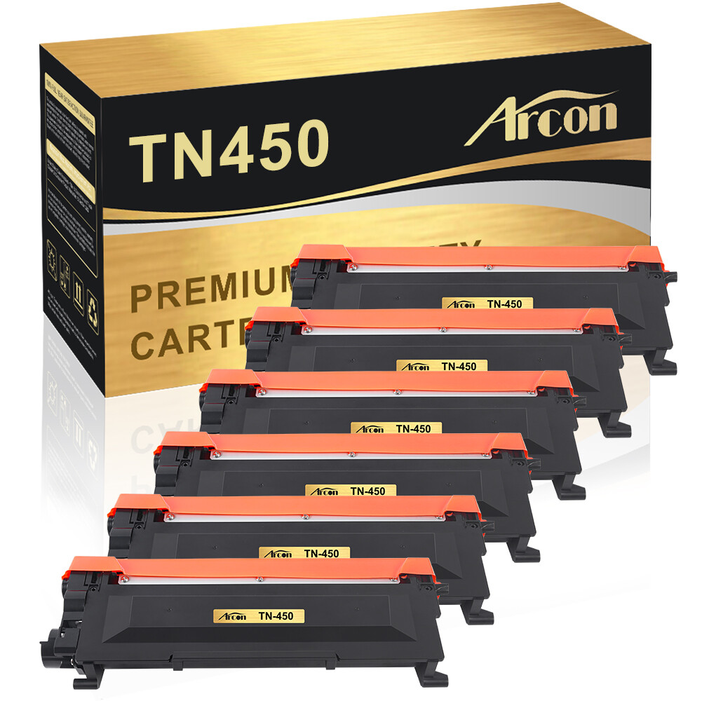 6PK Black TN450 Toner Compatible with Brother HL-2242D HL-2250DN HL-2240