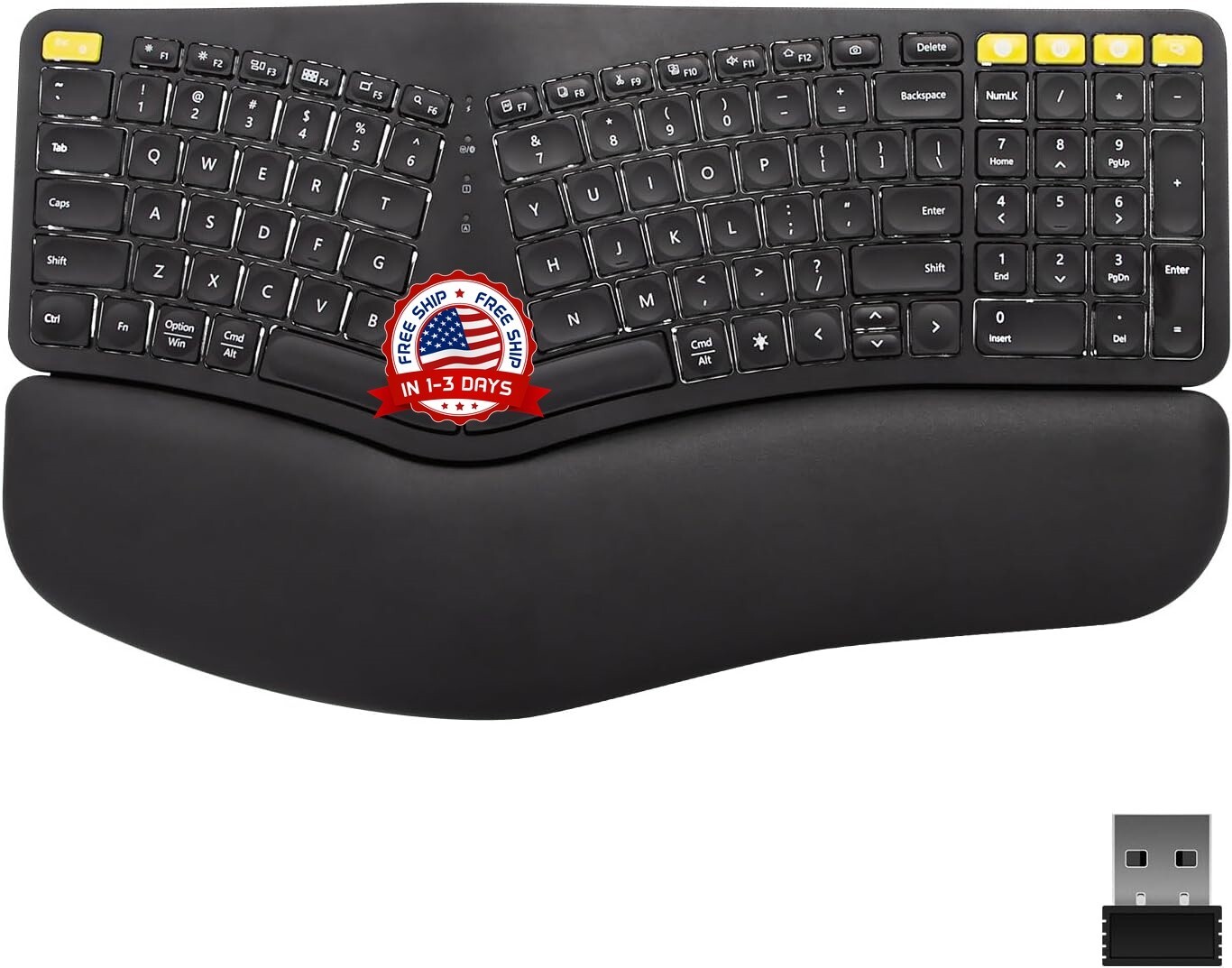 Teclado dividido ergonómico inalámbrico con teclado wireless backlit nuevo 2024