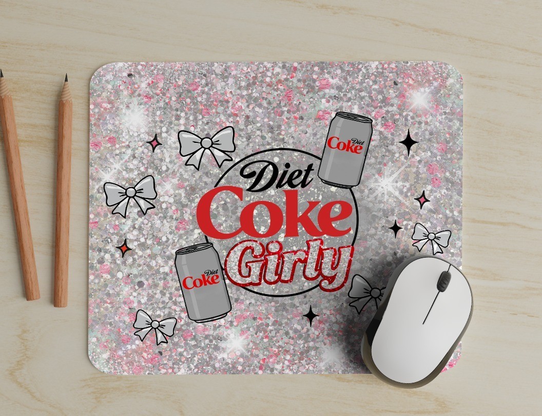 Diet Coke Girly Mouse Pad great for Office or Gaming Personalize