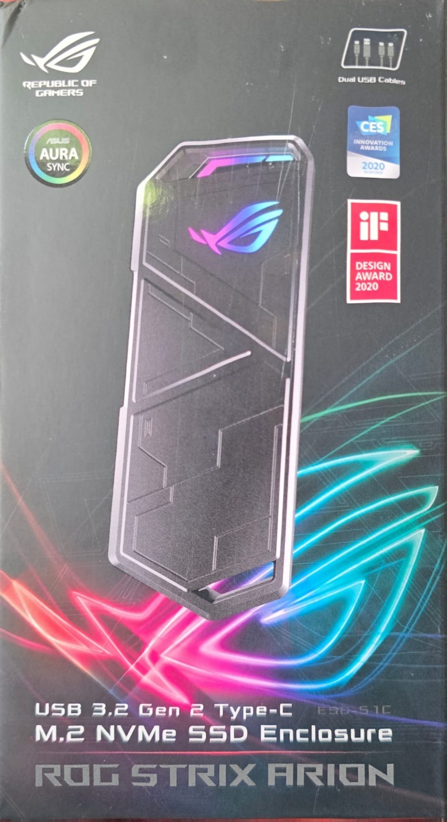 ASUS ROG STRIX Arion Aluminum M.2 NVMe SSD External Portable Enclosure Case
