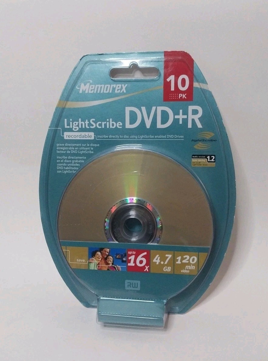 Memorex Light Scribe DVD+R 10 pack 4.7 GB/120 Minutes/16X recordable NEW SEALED