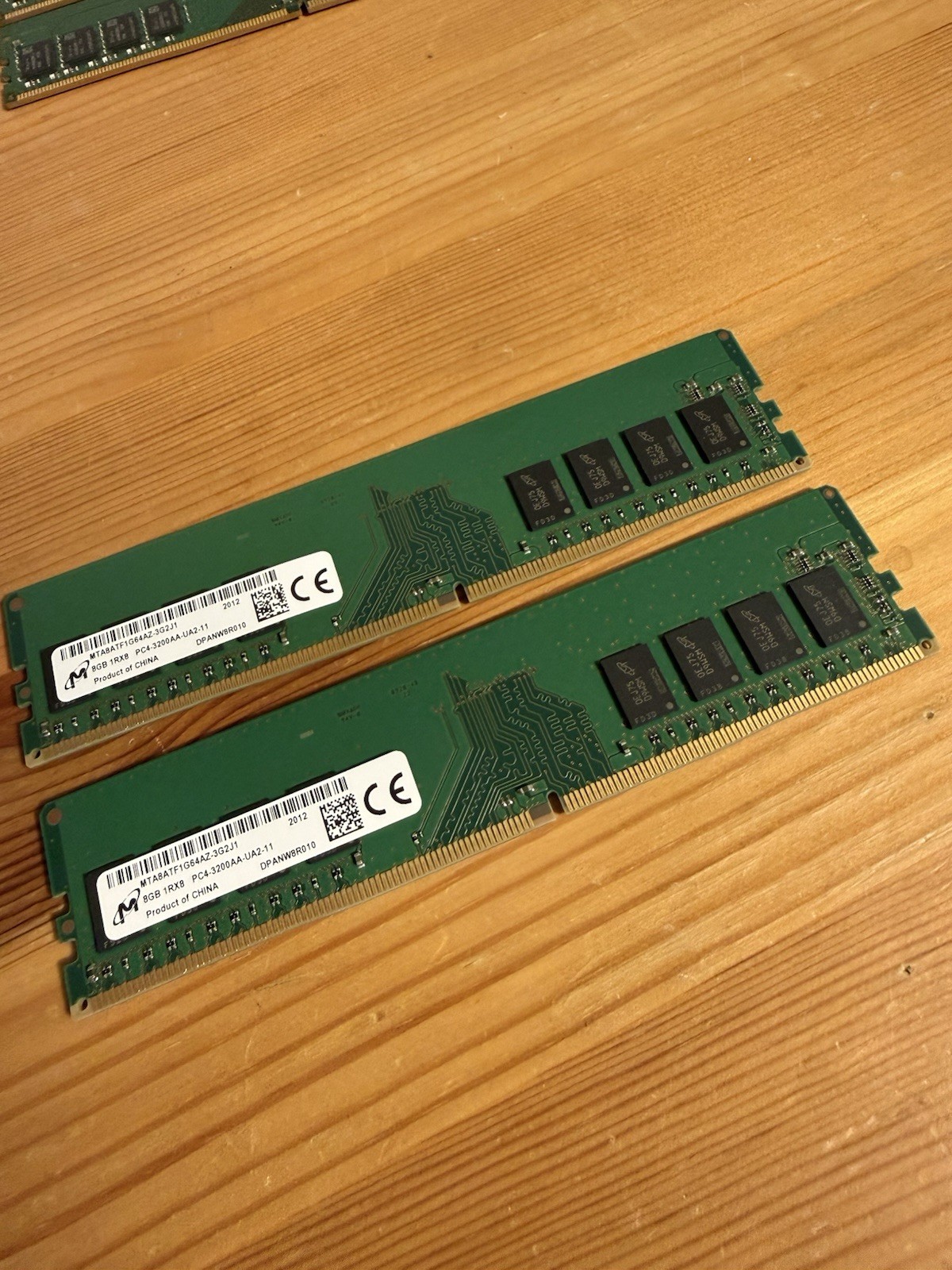 Lot of 2 Micron 8GB (Total 16GB) 1Rx8 PC4-3200AA DDR4 UDIMM Desktop RAM