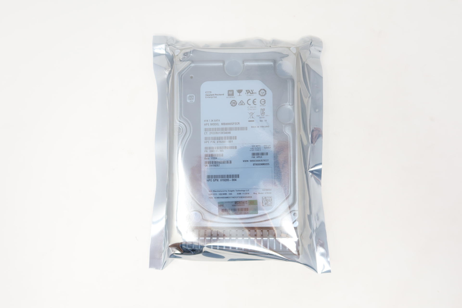 820033-001 819203-B21 HP 8TB 3.5" SATA G8-G10 6Gb/s 7.2K 512e Hard Drive