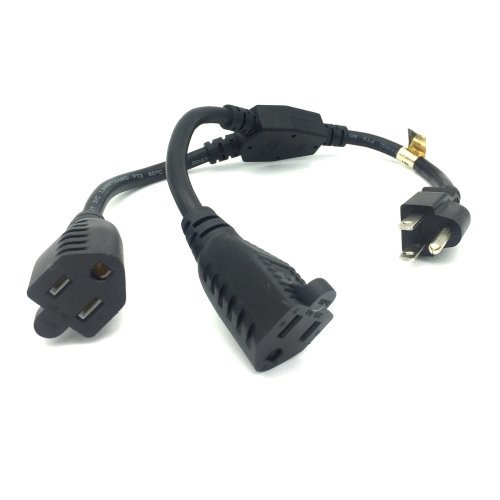 1 Feet US 3 Prong AC Power Y Cable Cord Extension Splitter M/F 16 AWG PC Monitor