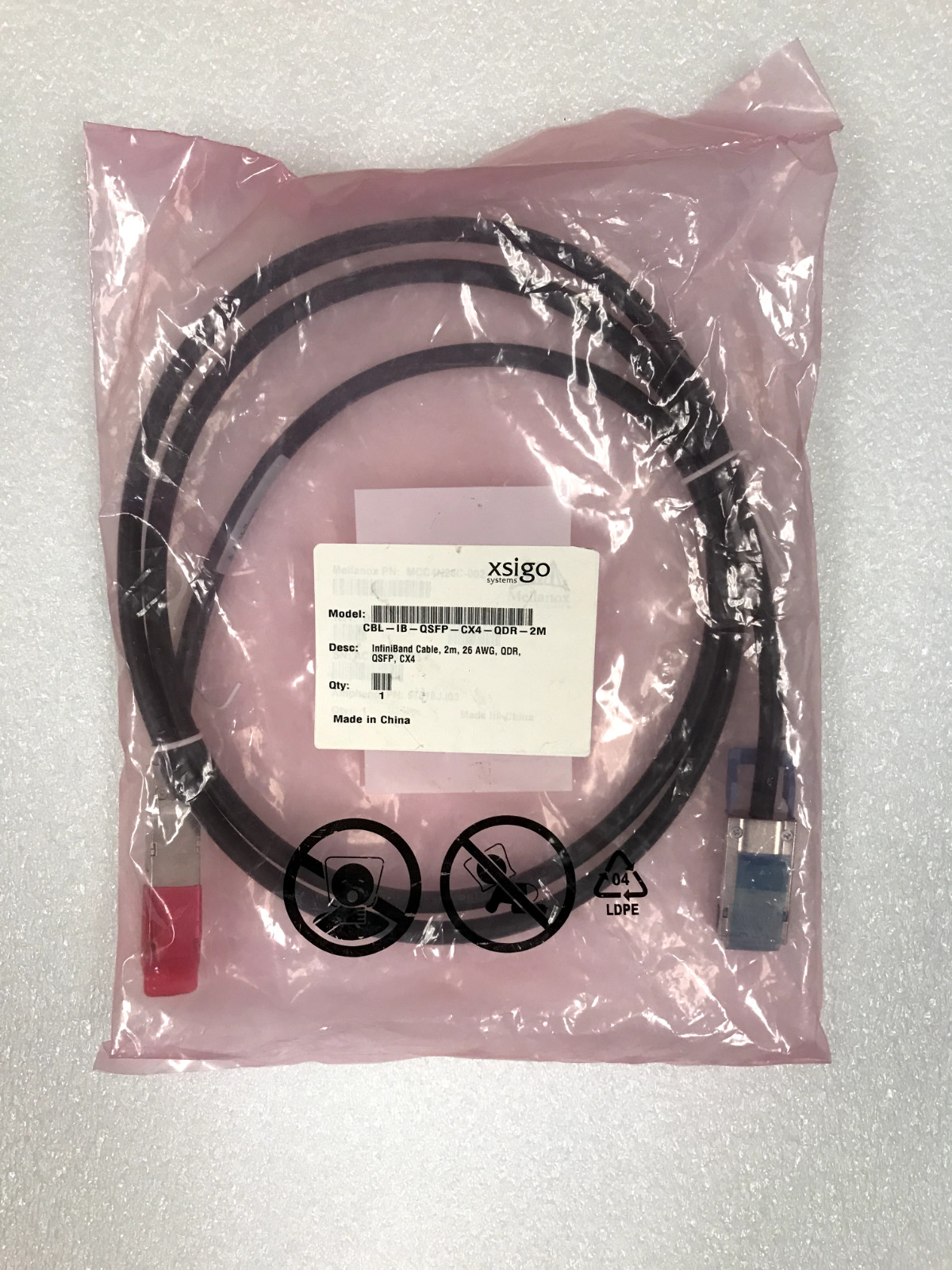 Mellanox 2m 4X QSFP Micro GiGaCN Hybrid Cable MCC4N26C-002