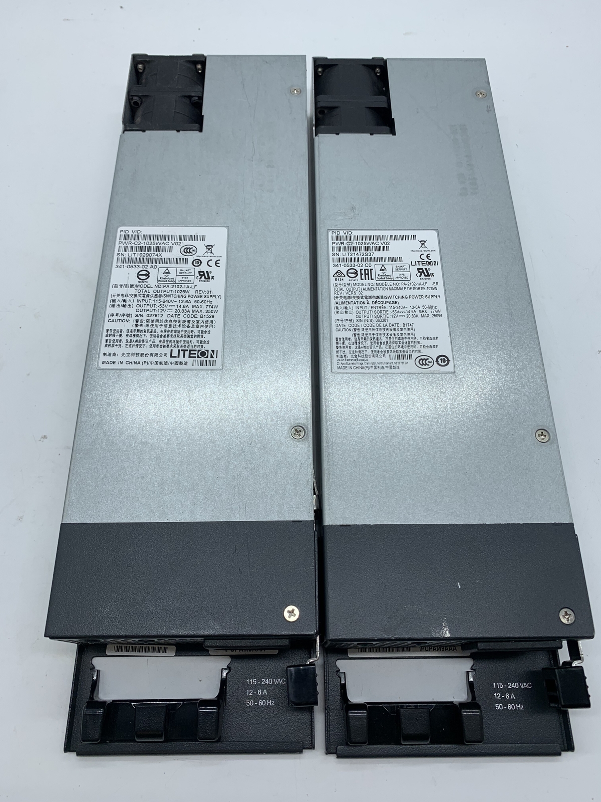 LOT OF 2 Liteon PA-2102-1A-LF PWR-C2-1025WAC V02 Power Supply w/ 