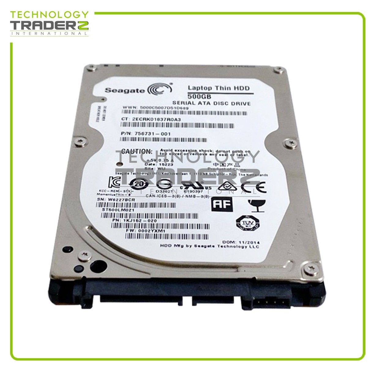 756731-001 HP 500GB 7.2K SATA 3Gbps 32MB 2.5” HDD ST500LM021 1KJ152-020 W/O Tray