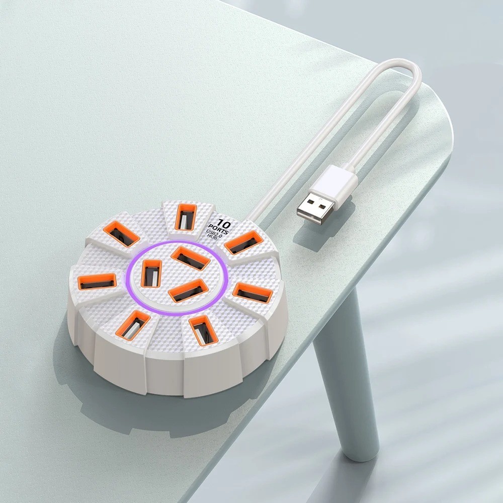 10-Port USB 2.0 Multi Charger Hub Splitter High Speed Adapter Laptop PC