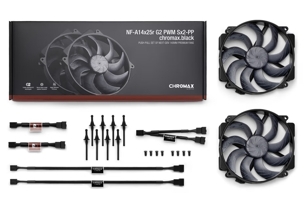 Noctua NF-A14x25r G2 PWM Sx2-PP chromax.black NF-A14x25r G2 PWM Sx2-PP CH.K