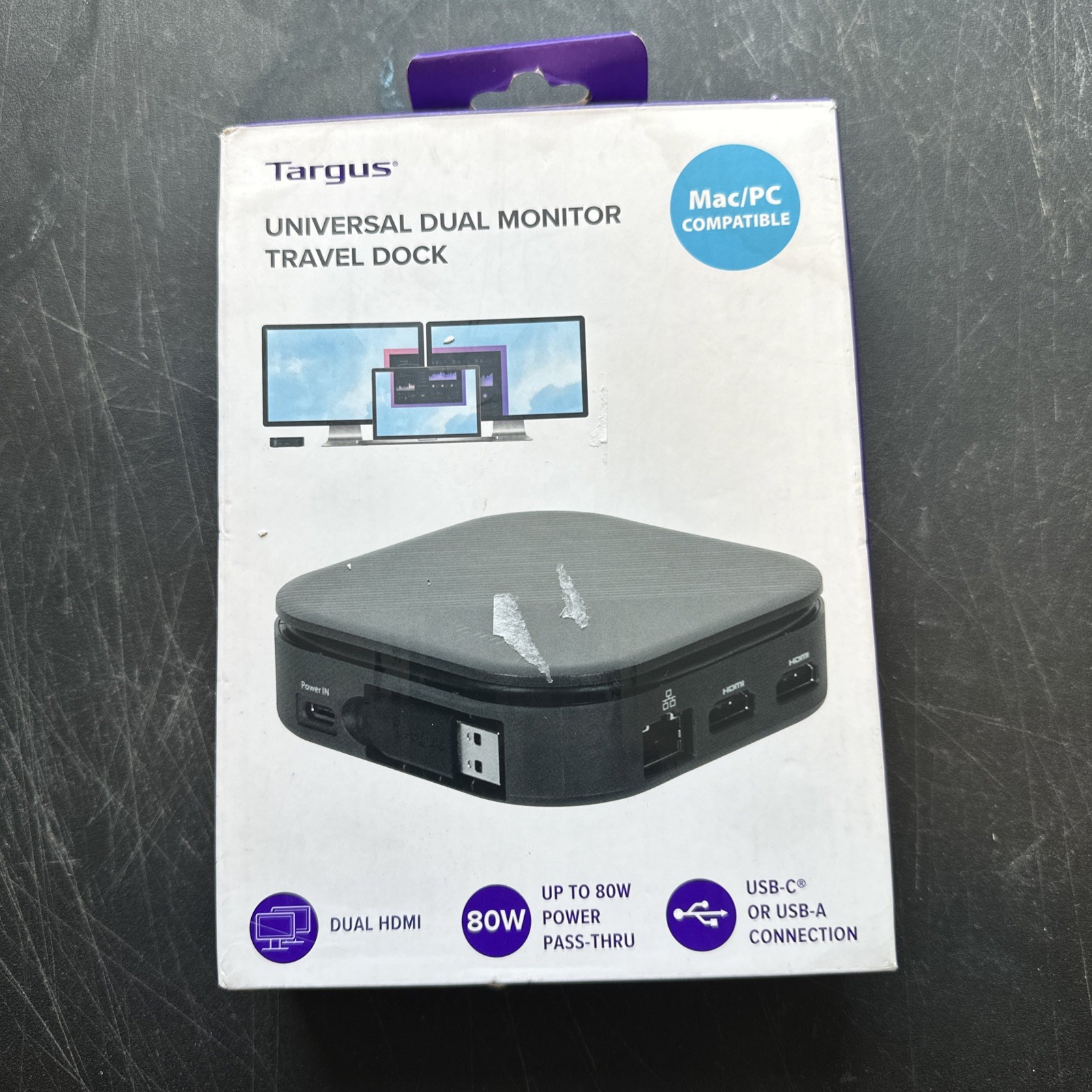 Targus Universal Dual HD Docking Station USB-C 80W PD PassThru Black DSU150US