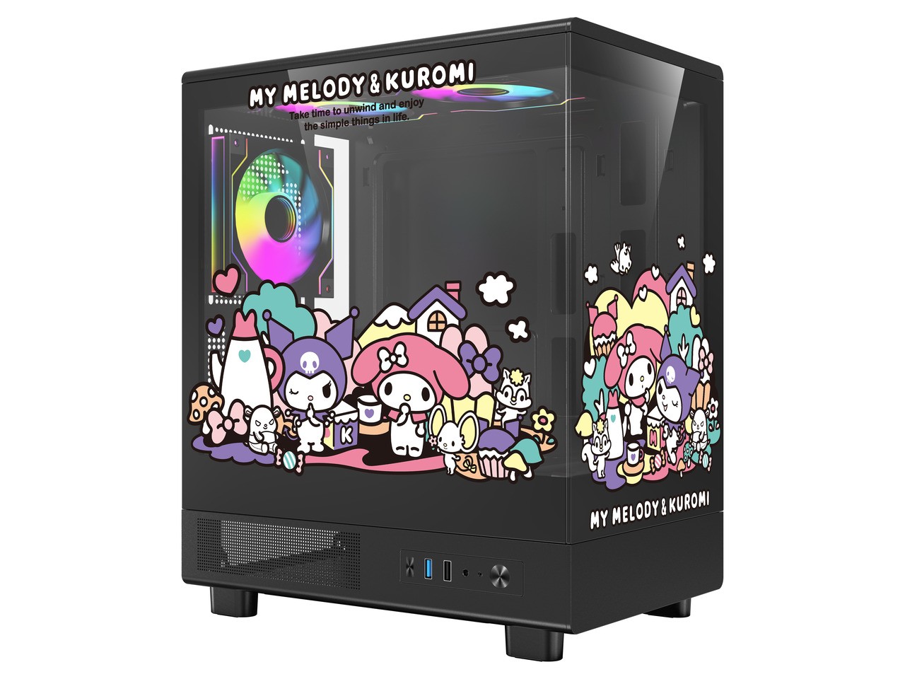 darkFlash DB330M MOTI Mini M-ATX Gaming PC Case, Sanrio Kuromi & My Melody
