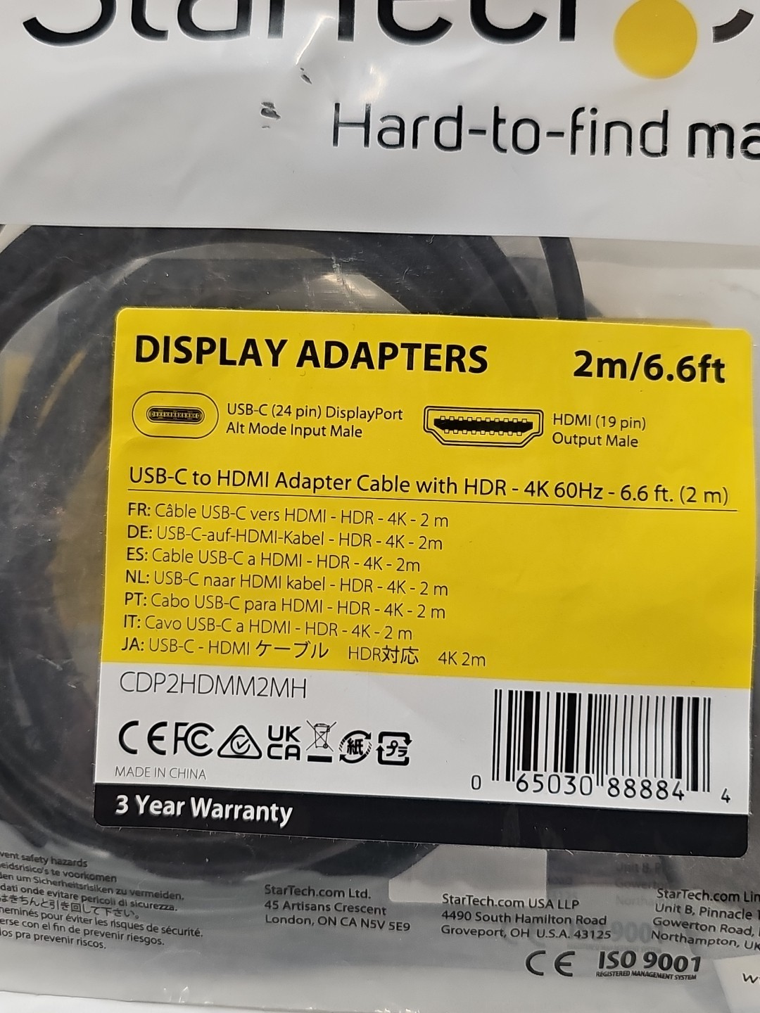 14x Lot of StarTech Display Adapters 2mm/6.6ft USB-C to HDMI - New Sealed