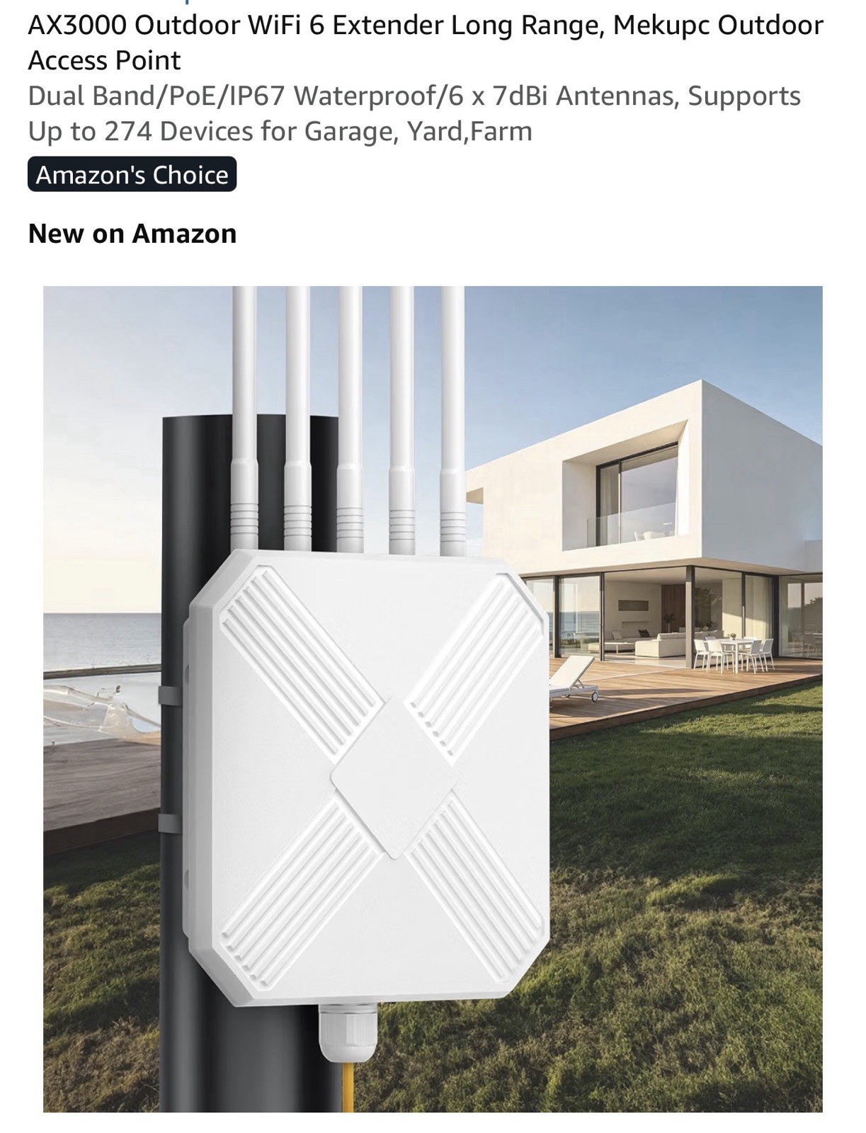 AX3000 Outdoor WiFi 6 Extender Long Range, Mekupc Outdoor Access Point