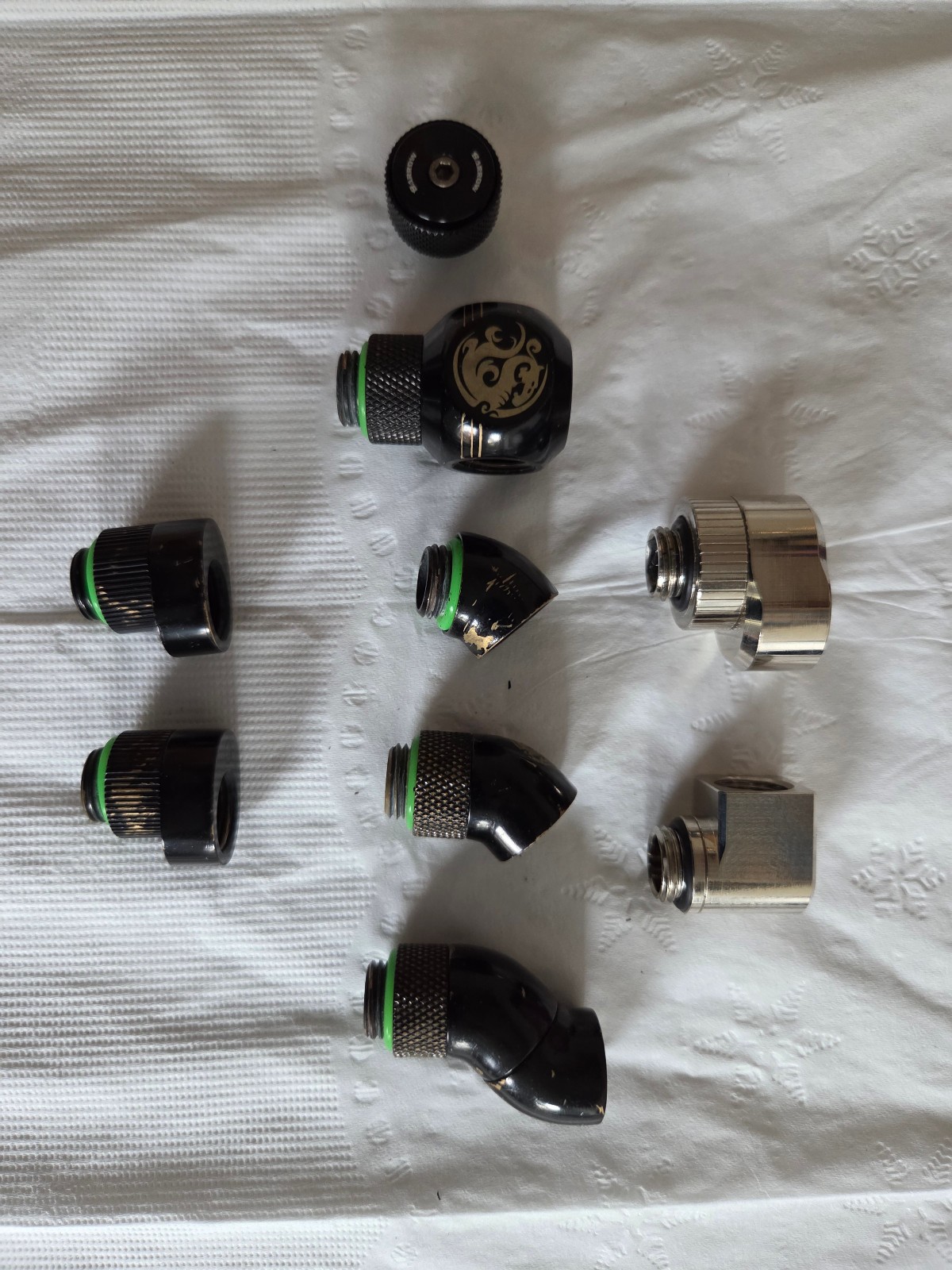 Bitspower Carbon Black G1/4 Set of 9 Misc Adapter Fittings Rotary Offset Angled