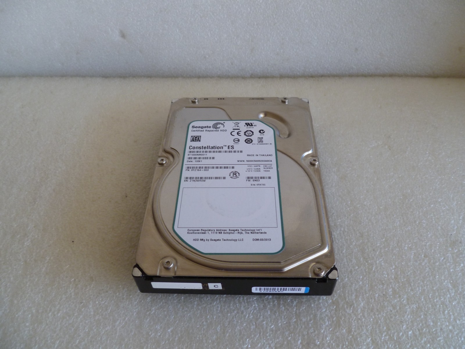 SEAGATE ST1000NM0011 1TB SATA HARD DRIVE P/N:9YZ164-003 F/W:SN03