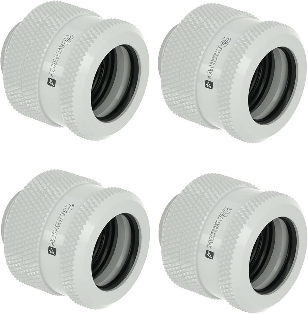 4 Pack Barrow G1/4" to 12mm Hard Tubing Compression Fitting 12mm OD Rigid White