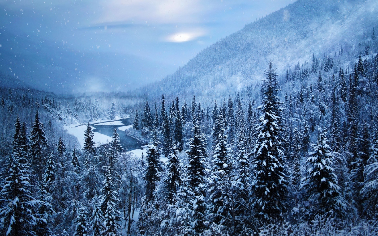 Landscape winter snow trees alaska nature mountains Custom Gaming Mat Desk