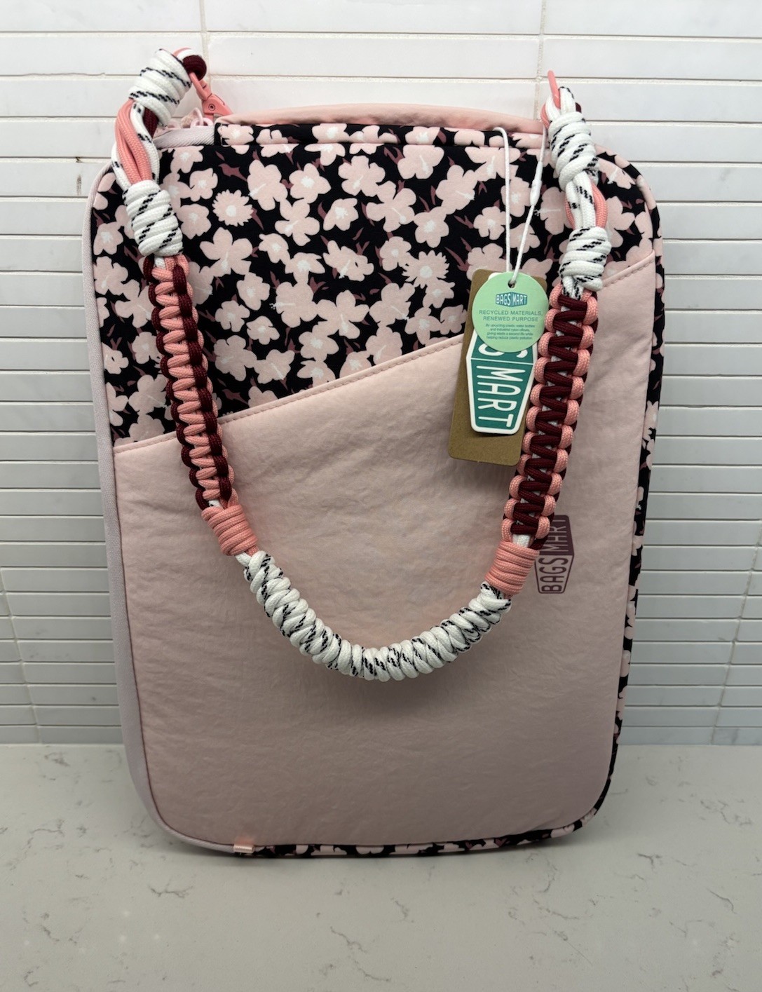 NWT BAGSMART 14” Laptop Sleeve Carry Case Padded Pink Meadow Mix Floral MacBook