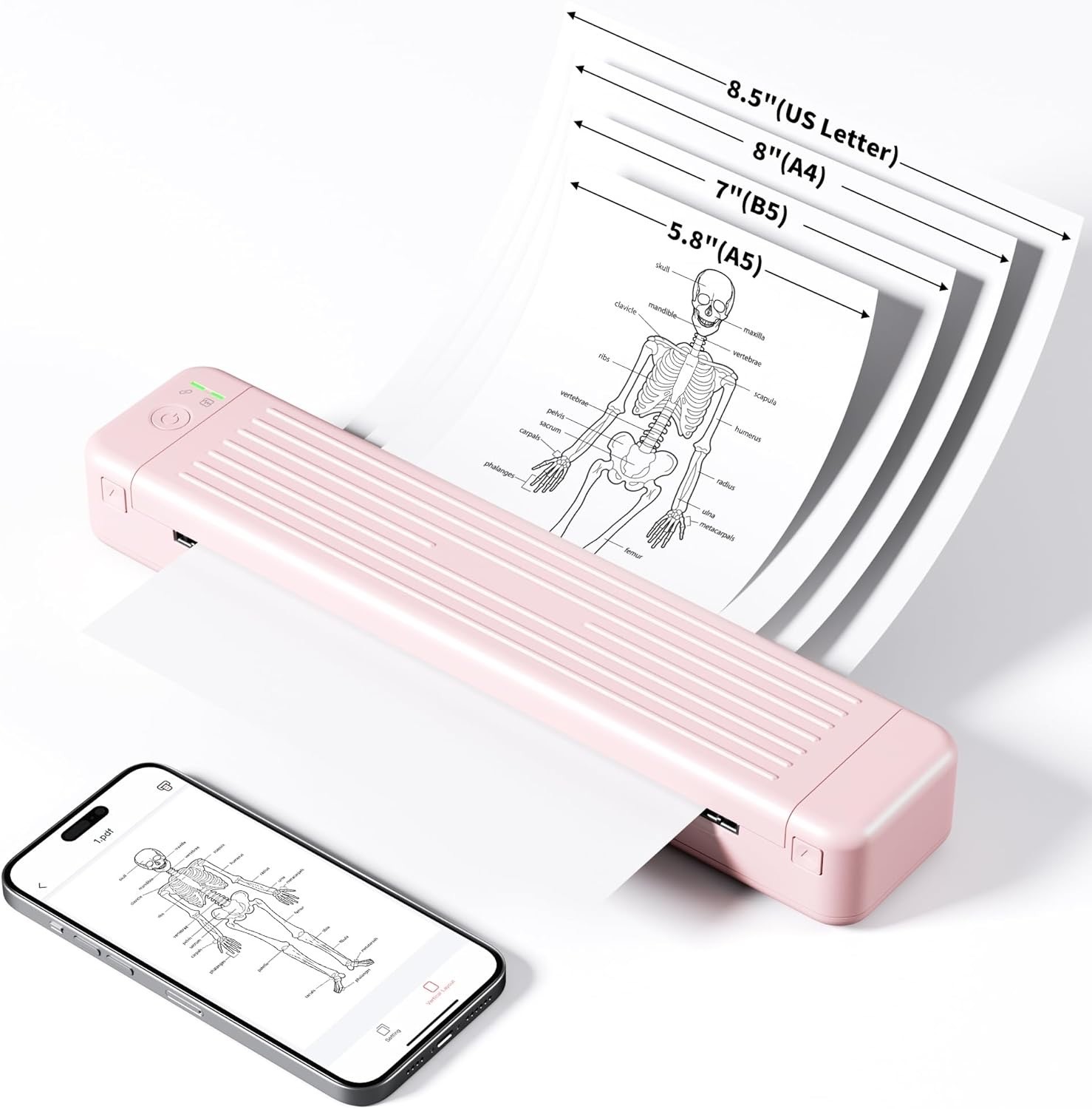 Portable Wireless P831 Printer, Inkless Thermal Transfer, Letter/A4 Plain Paper
