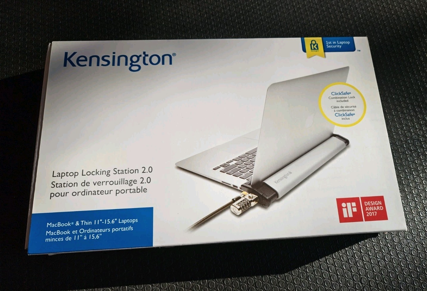 Kensington MacBook and Surface Laptop Locking Station 2.0 w/ Combo Lock Cable B3
