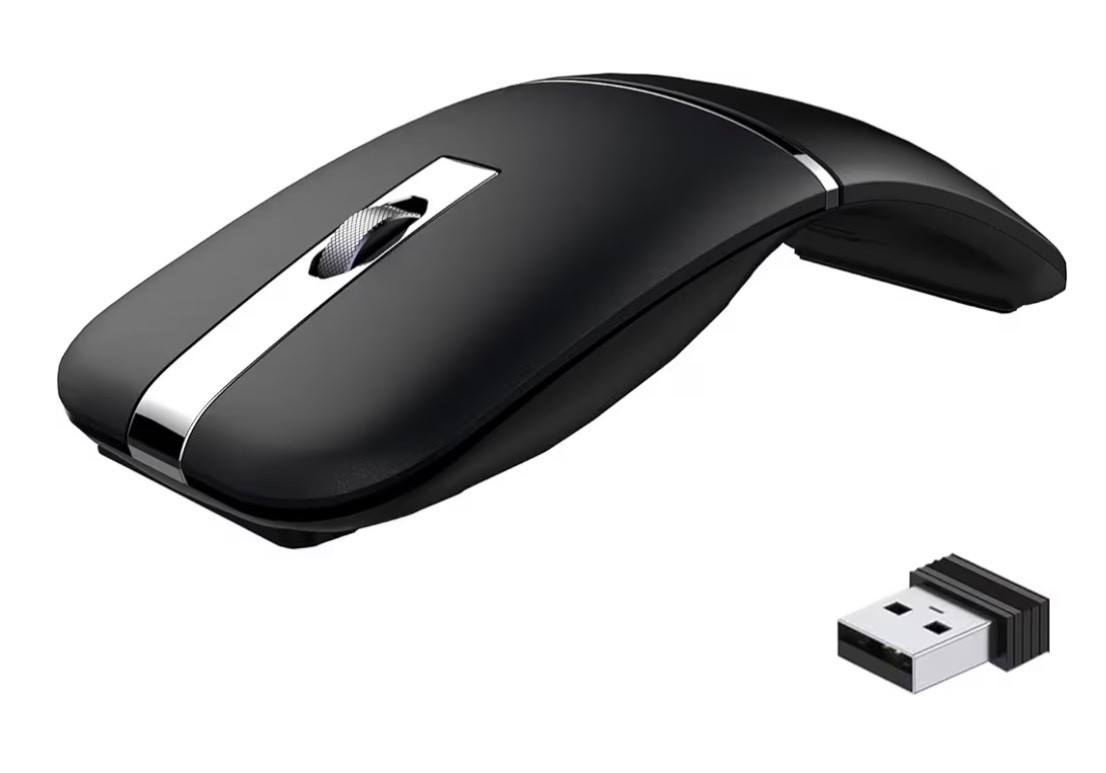 Bluetooth Wireless Arc Travel Mouse, Dual Model (2.4G+BT5.1) Rotating Foldable