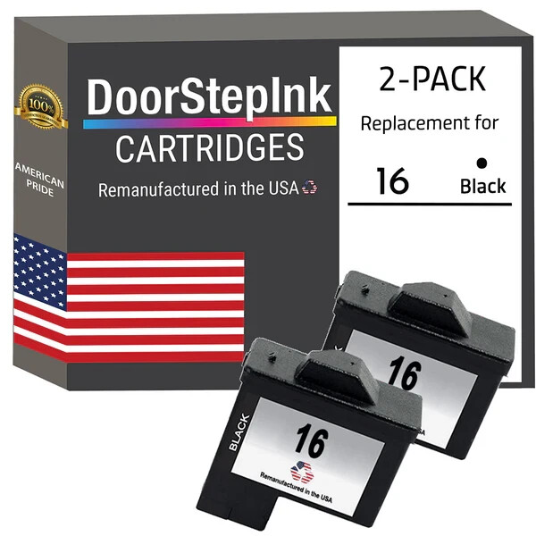 DoorStepInk Compatible Ink Cartridge for Lexmark 16 Twin Black-USA