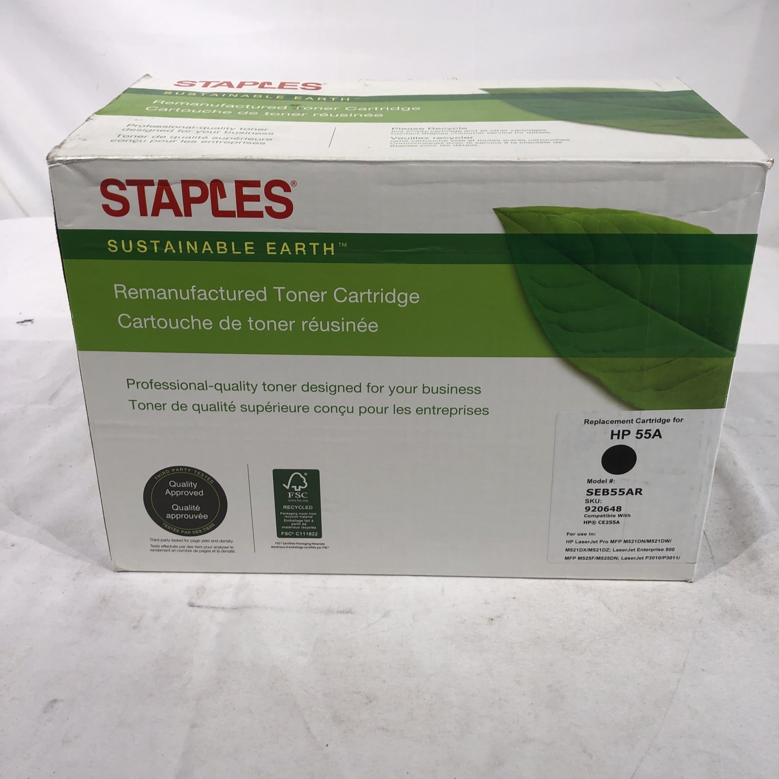 Staples-Black Toner Cartridge HP 55A CE255A2PK- Open Box