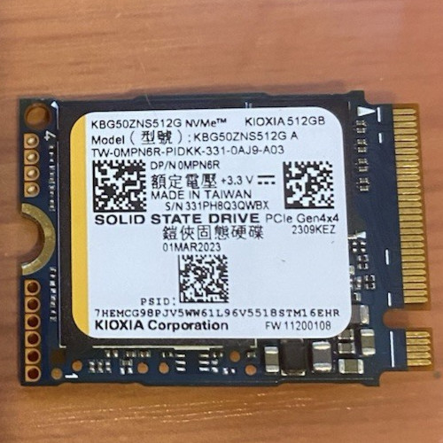 Dell MPN6R Kioxia KBG50ZNS512G 512GB 2230 PCIe Gen4x4 NVMe SSD Solid State Drive