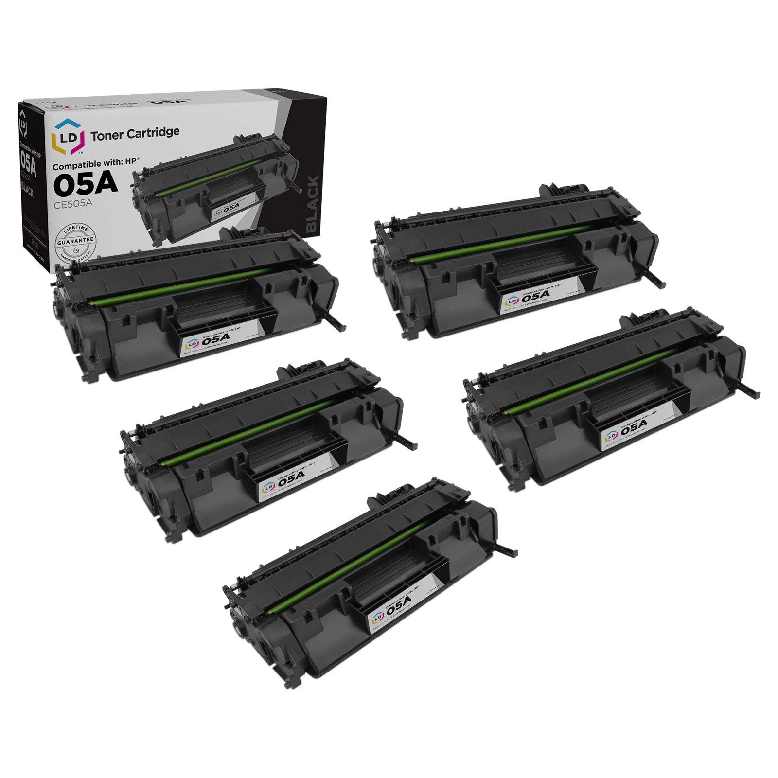Compatible Toner Replacements for HP 05A HP05A CE505A (Blk, 5-Pk)