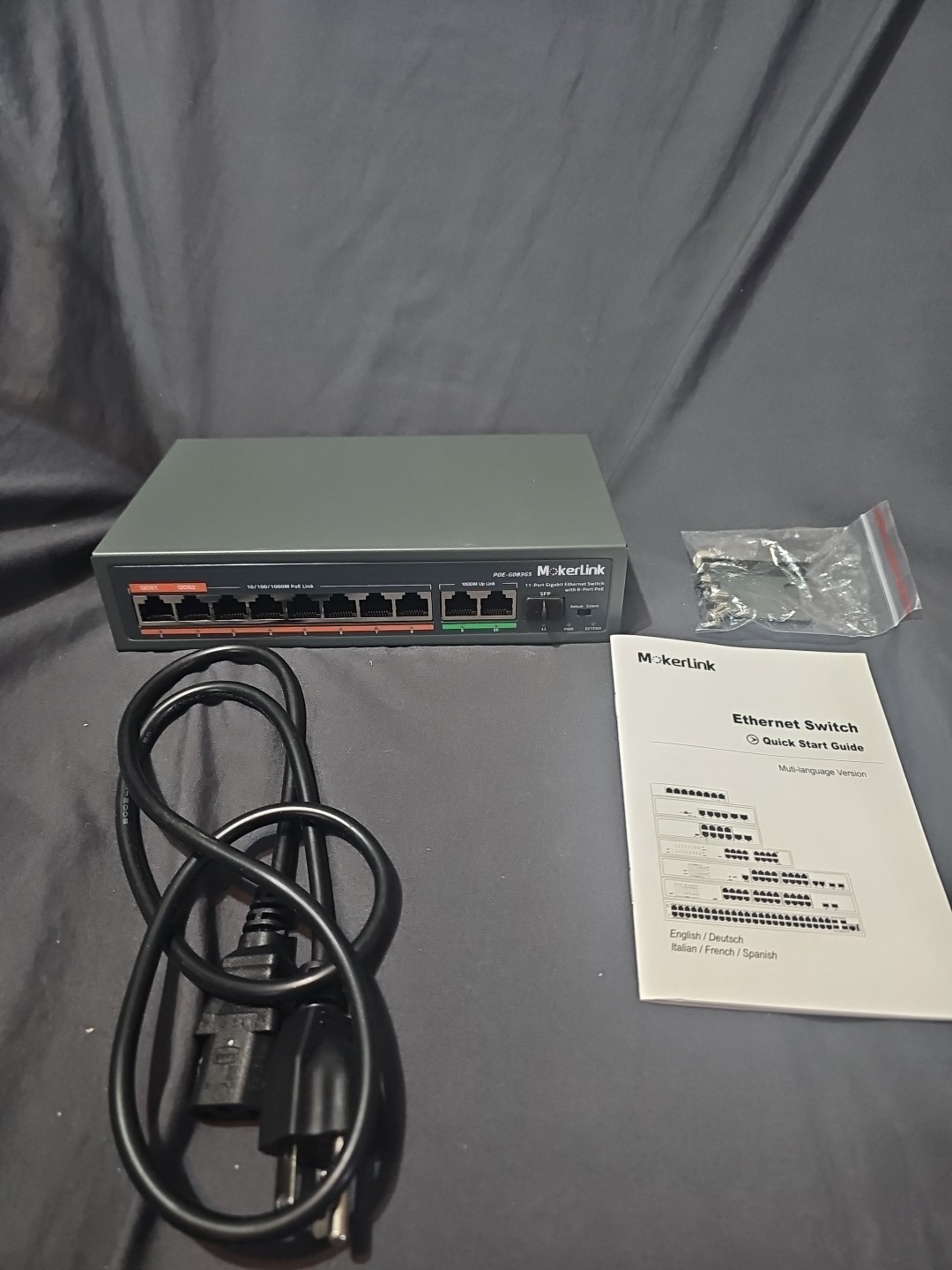 Mokerlink 8 Port Gigabit PoE Switch POE-G080G Ethernet Switch with 8 PoE Ports