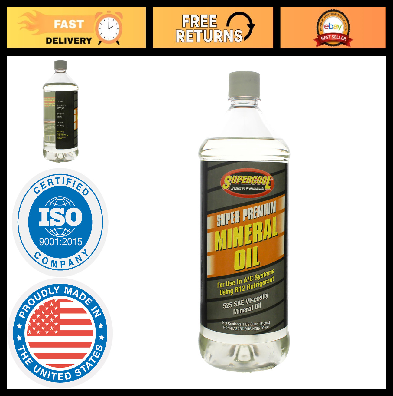 Mineral Oil 32oz - 525 VIS SAE 110, High-Performance Lubricant for Cooling Syste