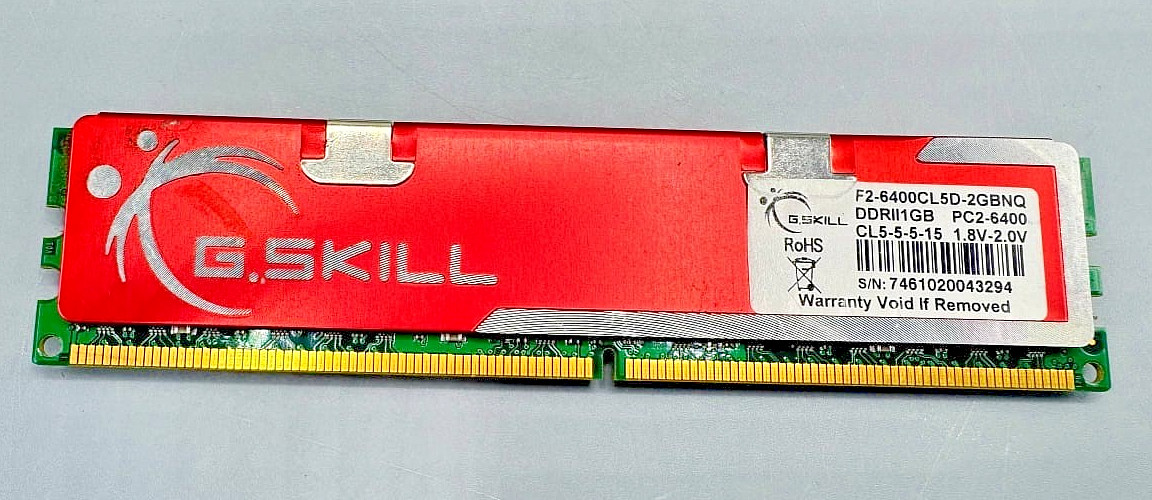 G.SKILL 2GB (2x1GB) DDR2 800MHz PC2-6400 Desktop RAM F2-6400CL5D-2GBNQ Untested